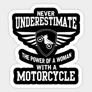 The power of a woman with a motorcycle Sticker